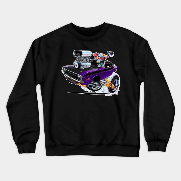 Vince Crain High Octane 1970 Challenger plum crazy Crewneck Sweatshirt by vincecrain